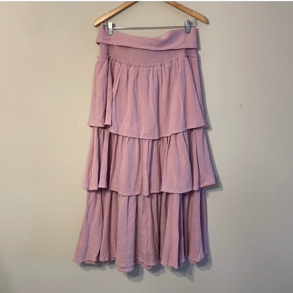 Free People set “Go For Drama” ruffle skirt and one shoulder top set lavender - Picture 9 of 9